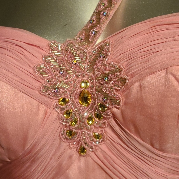 Dave & Johnny gown prom dress pink ruffles girly cheetah leopard animal print - Picture 4 of 17